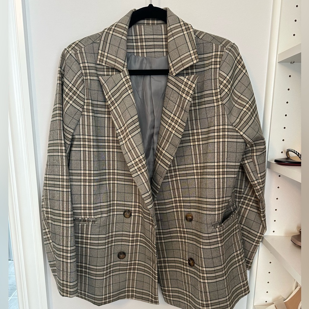 H&M Oversized Plaid Blazer